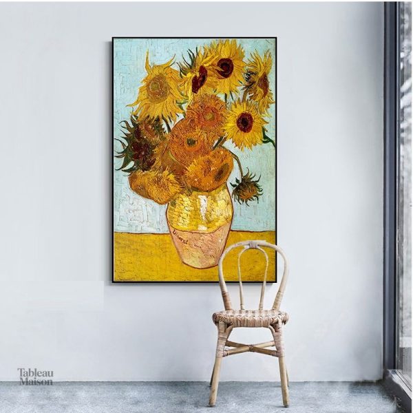 Tableau coloré de fleurs, style Van Gogh