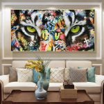Tableau Graffiti Tigre aux Yeux Éblouissants
