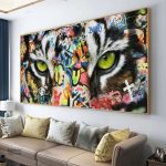 Art mural street art représentant un tigre en graffiti