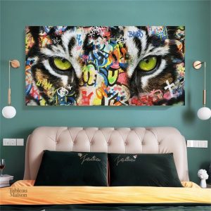 Tableau contemporain avec un tigre au style urbain