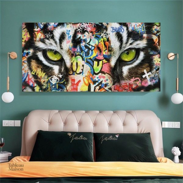 Tableau contemporain avec un tigre au style urbain