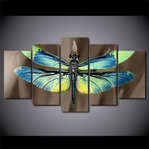 Tableau décoratif libellule sur fond coloré