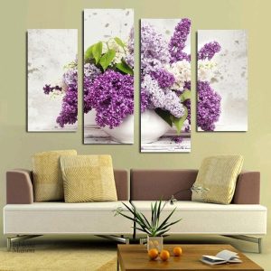 Art mural floral avec des lilas, idéal pour la décoration intérieure