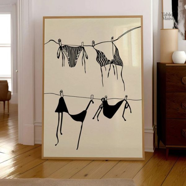 Tableau moderne Linge Étendue, décor mural artistique