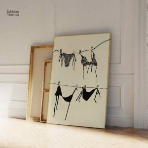 Tableau contemporain représentant du linge étendu
