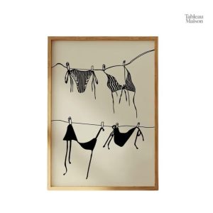 Tableau décoratif avec motif de linge à étendre