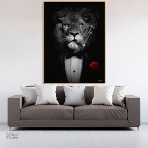 Illustration d'un lion stylisé en tenue formelle