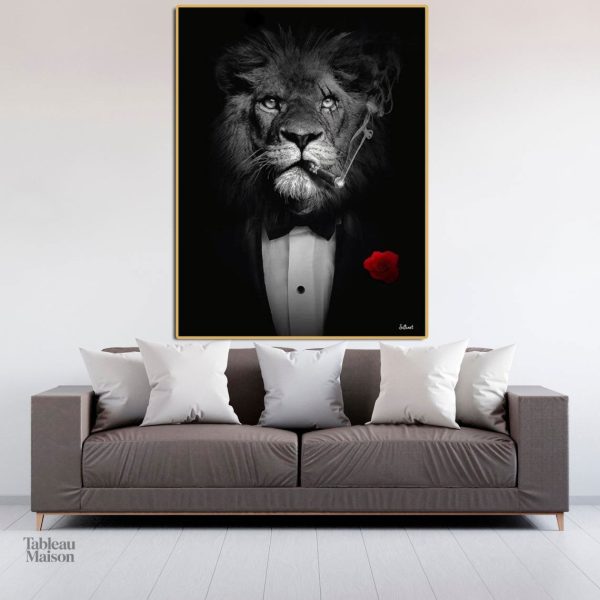 Illustration d'un lion stylisé en tenue formelle