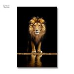 Oeuvre d'art représentant un lion doré majestueux