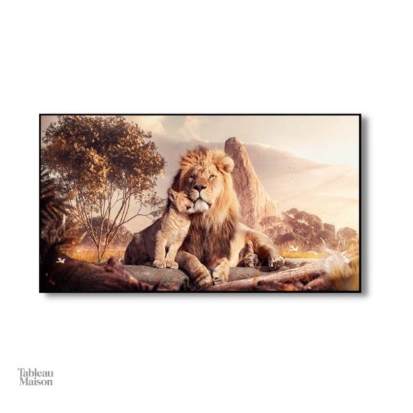 Art mural lionceau et lion, décoration murale animalière
