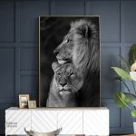 Tableau représentant un lion et une lionne en harmonie