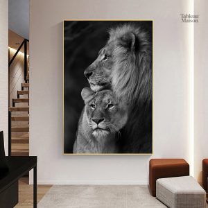 Illustration artistique d'un lion majestueux sur toile