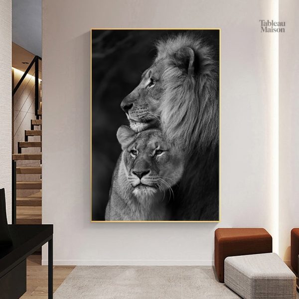 Illustration artistique d'un lion majestueux sur toile
