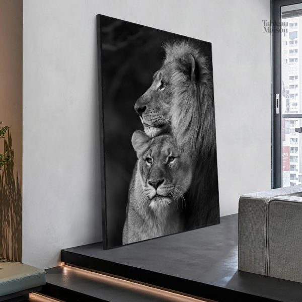 Représentation graphique d'un lion et d'une lionne unis