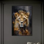 Art mural représentant un lion majestueux et royal