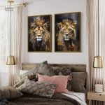 Illustration artistique d'un lion couronné pour intérieur