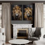 Décoration murale lion et sa couronne, style contemporain