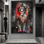 Tableau lion moderne en art abstrait