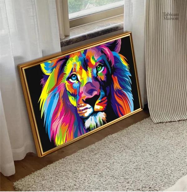 Art mural représentant un lion dans un style pop