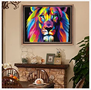 Oeuvre pop art de lion, design audacieux et unique