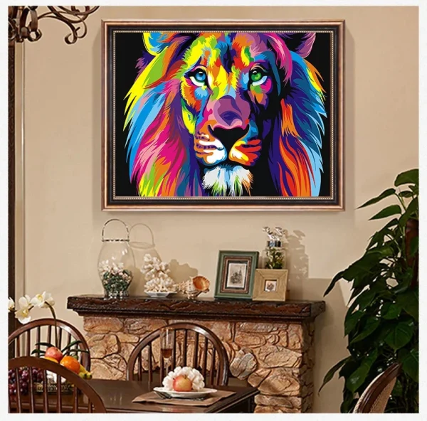 Oeuvre pop art de lion, design audacieux et unique