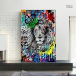Tableau lion street art coloré et moderne