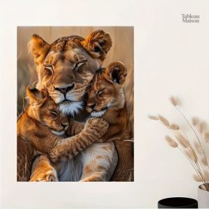Œuvre d'art représentant une lionne, symbole de force et de beauté