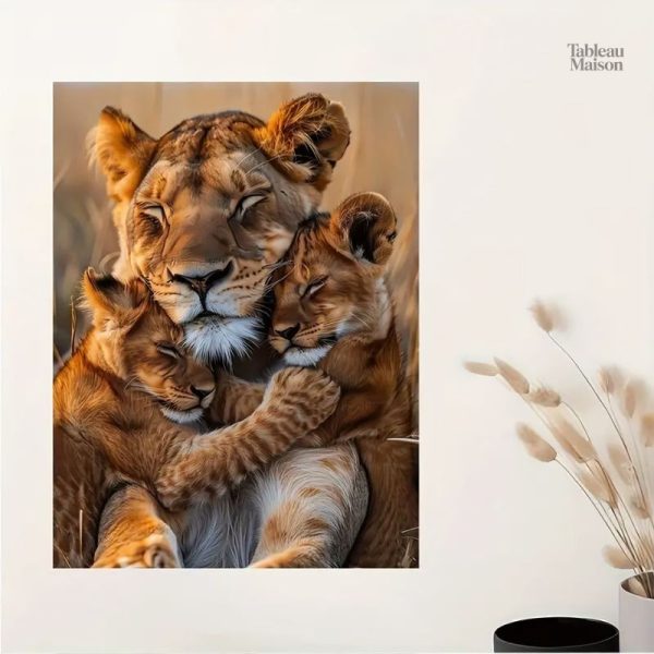 Œuvre d'art représentant une lionne, symbole de force et de beauté