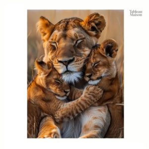 Tableau illustrant une lionne, parfait pour la décoration intérieure