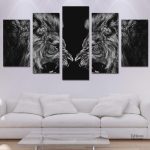Tableau Lions, tête-à-tête : art mural captivant