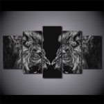 Duo de lions en tableau, décoration murale élégante
