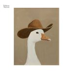 Art mural coloré représentant une oie avec un chapeau de cowboy