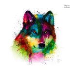 Loup aux couleurs éclatantes sur toile moderne