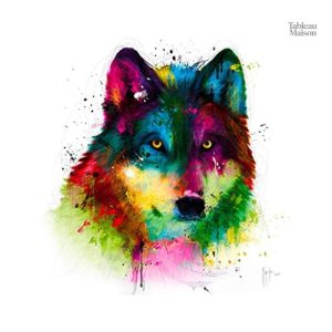 Loup aux couleurs éclatantes sur toile moderne