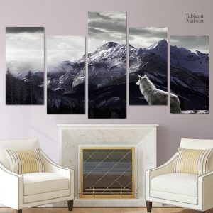 Décor mural loup des montagnes pour un intérieur naturel