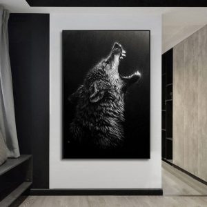 Illustration monochrome d'un loup sauvage