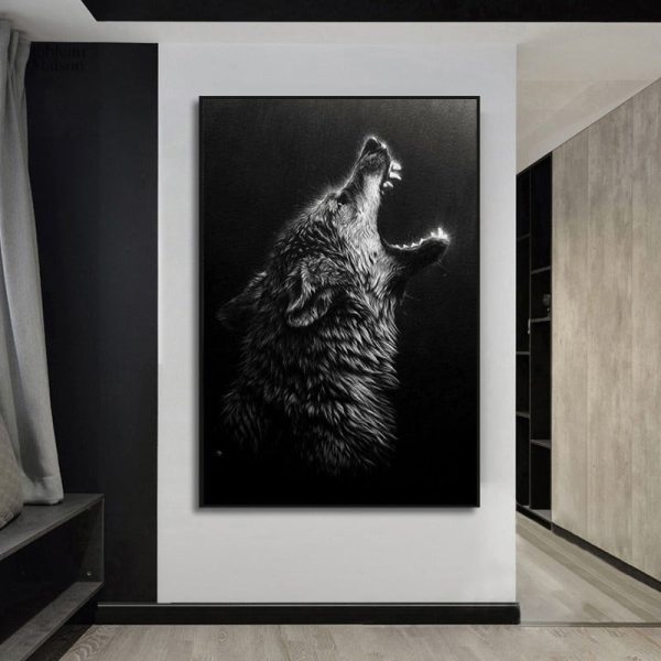 Illustration monochrome d'un loup sauvage