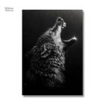 Tableau noir et blanc d'un loup majestueux
