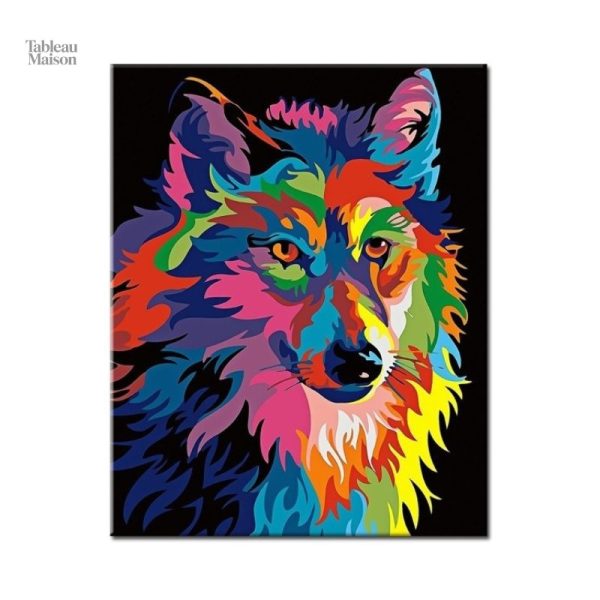 Tableau décoratif loup, inspiration pop art