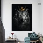 Art mural représentant un loup majestueux et royal