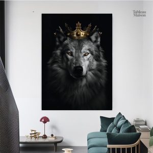 Art mural représentant un loup majestueux et royal