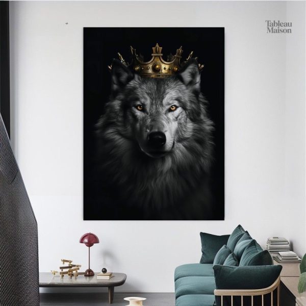 Art mural représentant un loup majestueux et royal