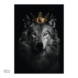 Décoration murale contemporaine : loup et couronne royale