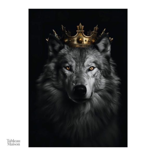 Décoration murale contemporaine : loup et couronne royale