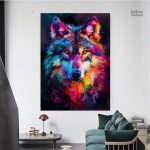 Loup en graffiti sur toile urbaine