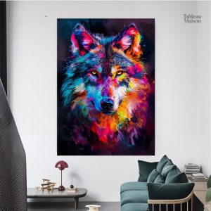 Loup en graffiti sur toile urbaine