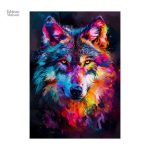 Tableau street art avec motif de loup