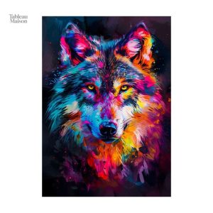Tableau street art avec motif de loup