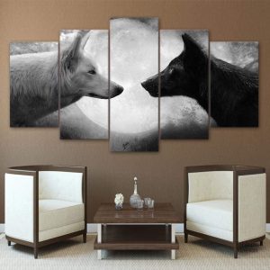 Tableau loup artistique représentant des loups majestueux