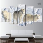 Tableau de loups blancs artistique et captivant